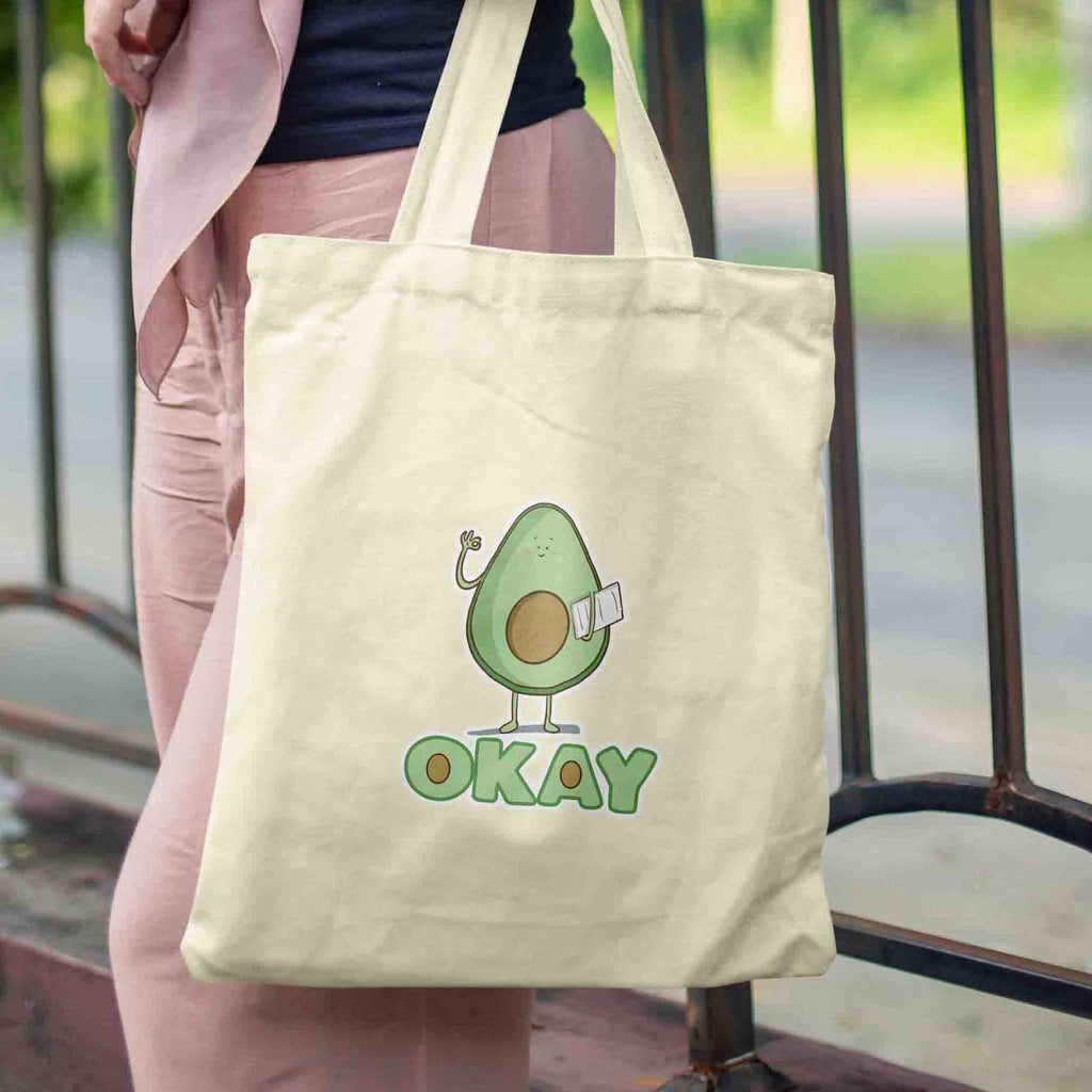 Avocado Tote bag hanging from a womans arm