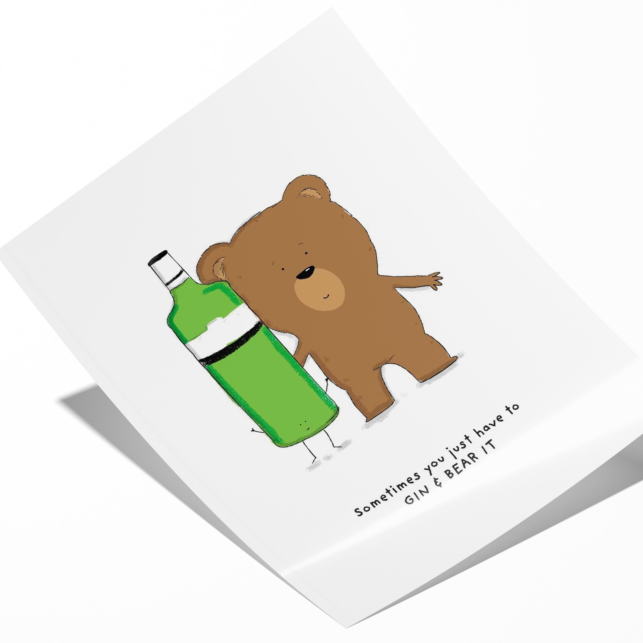 Gin and Bear It Print β Funny A4 Gin Wall Art Gift