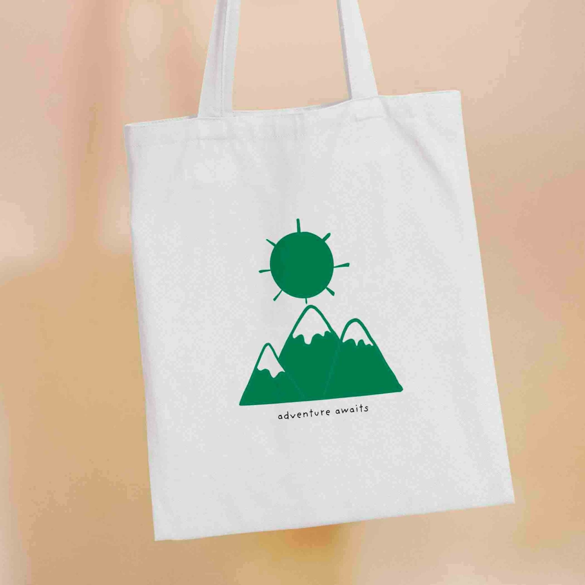 Adventure Awaits Cotton Canvas Tote Bag β fun and illustrated shopping totes by Richard Darani