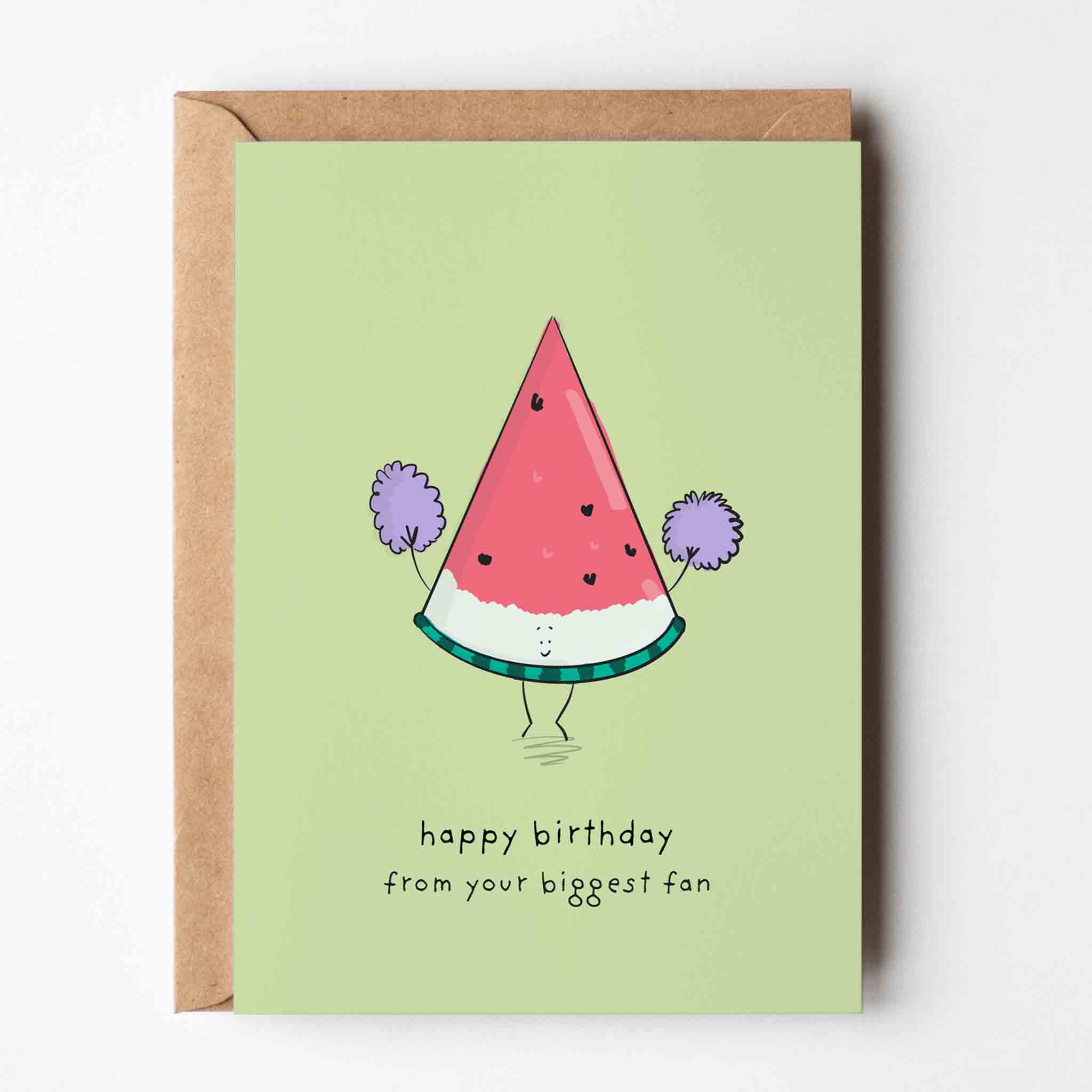 Biggest Fan Watermelon Birthday Card – fun and illustrated greeting & note cards by Richard Darani