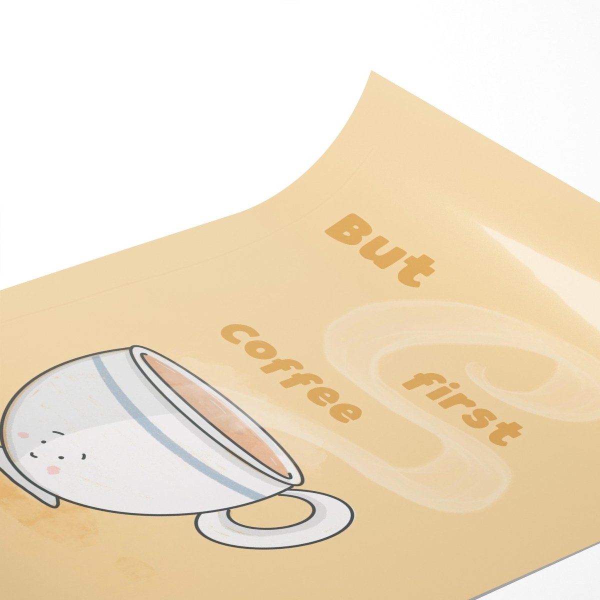 But first coffee kawaii design close-up