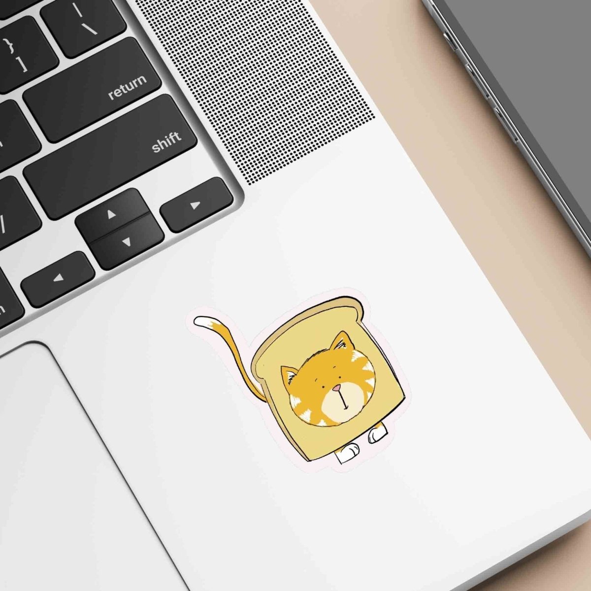 Cat Stuck in a slice of Bread Die- Cut Vinyl Sticker – fun and illustrated decorative stickers by Richard Darani