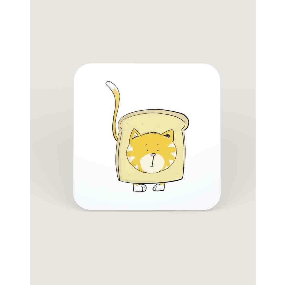Cat Stuck in Bread Drinks Coaster – fun and illustrated coasters by Richard Darani
