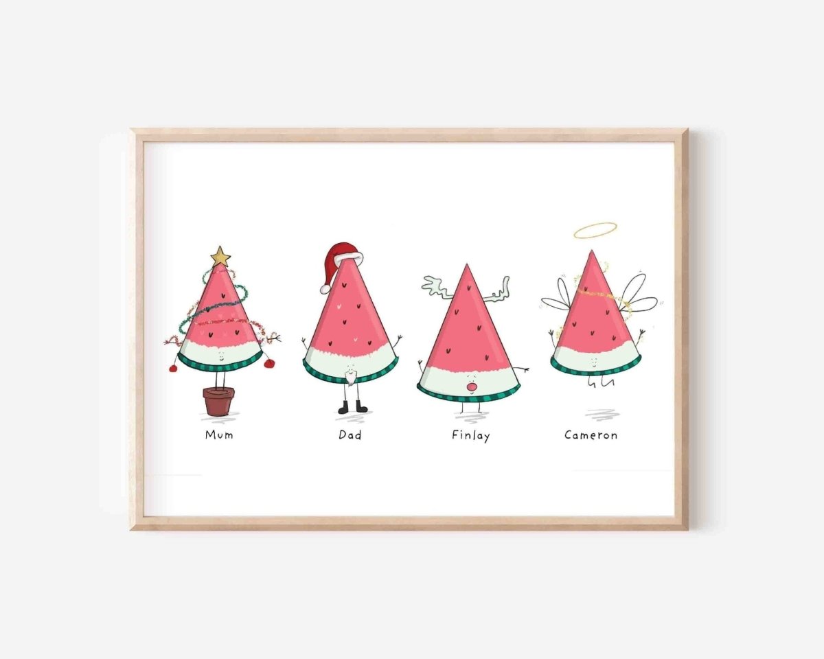 Christmas Family Personalised Print – fun and illustrated posters, prints, & visual artwork by Richard Darani