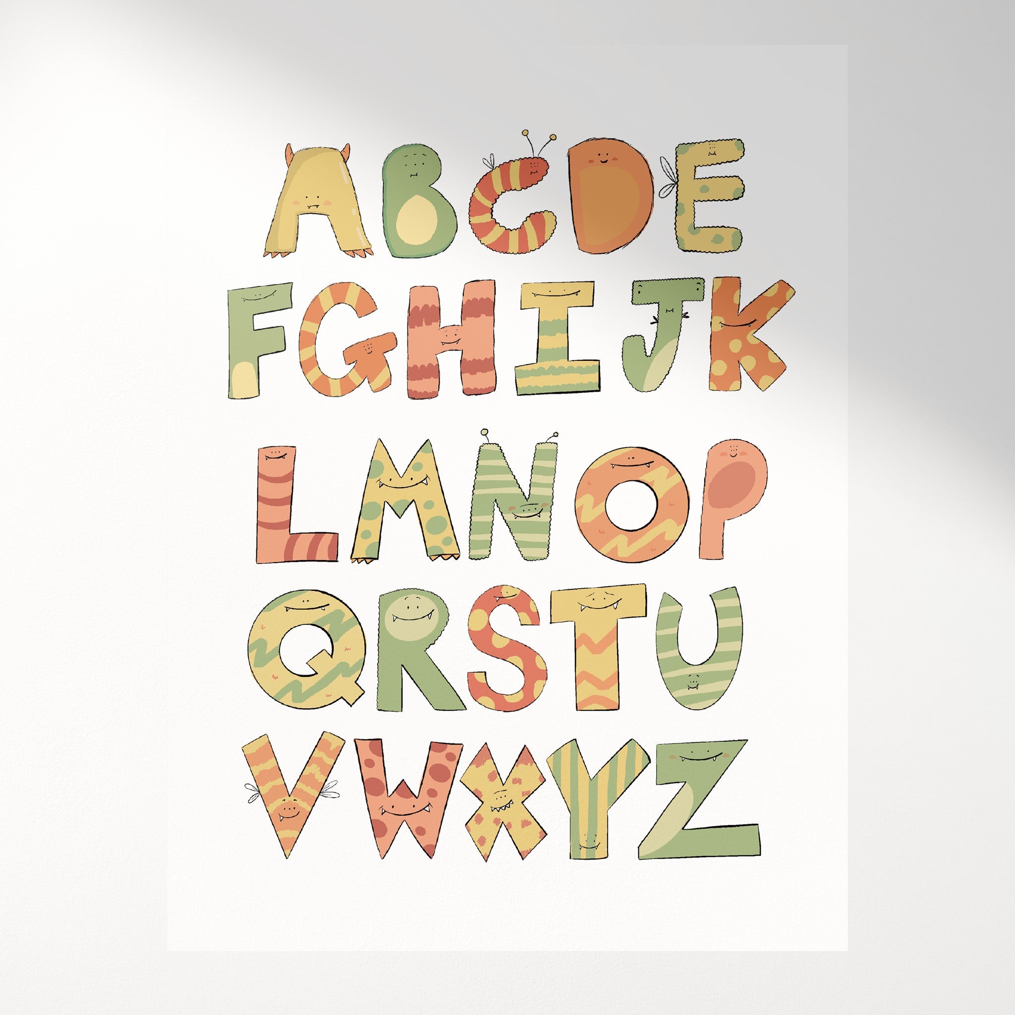 Cute Monster Themed Alphabet Art Print For Kids - Richard DaraniPosters, Prints, & Visual Artwork