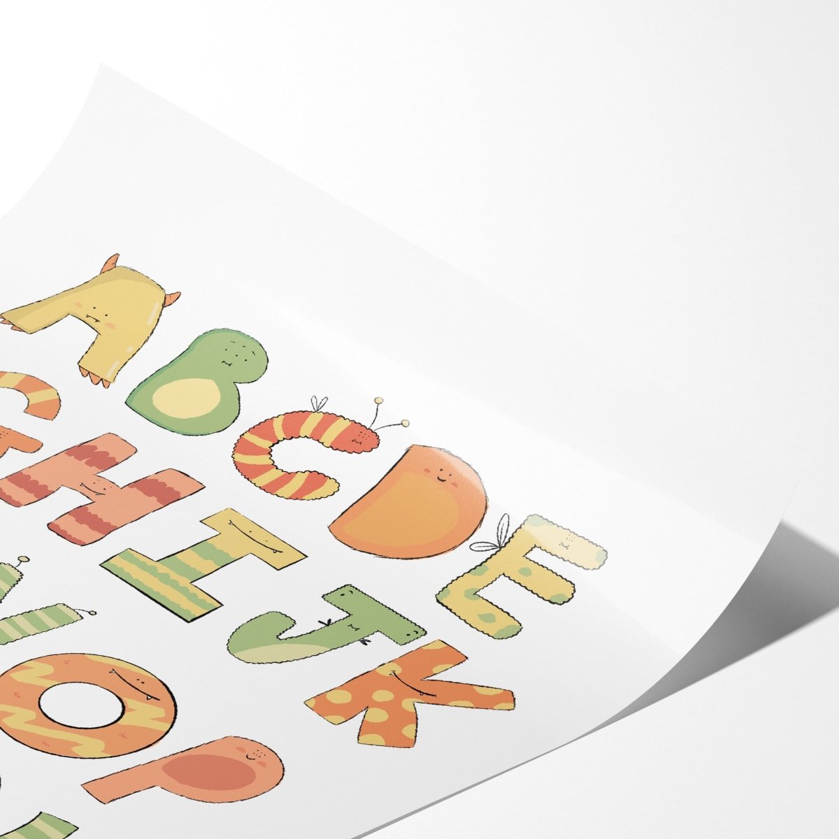 Cute Monster Themed Alphabet Art Print For KidsPosters, Prints, & Visual Artwork (view 3)