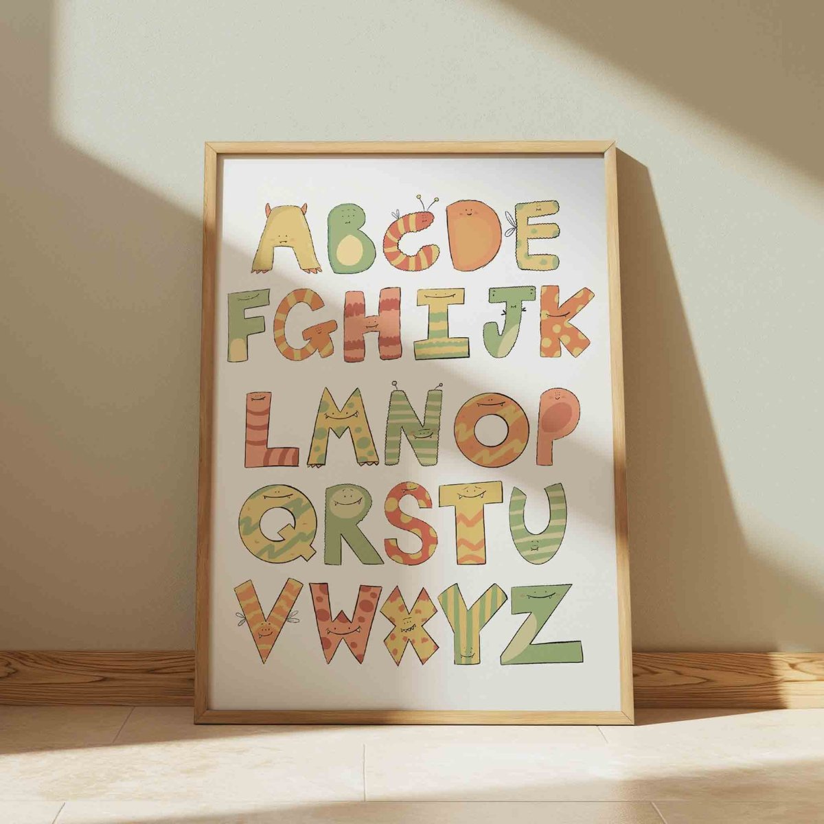 Cute Monster Themed Alphabet Art Print For Kids – fun and illustrated posters, prints, & visual artwork by Richard Darani