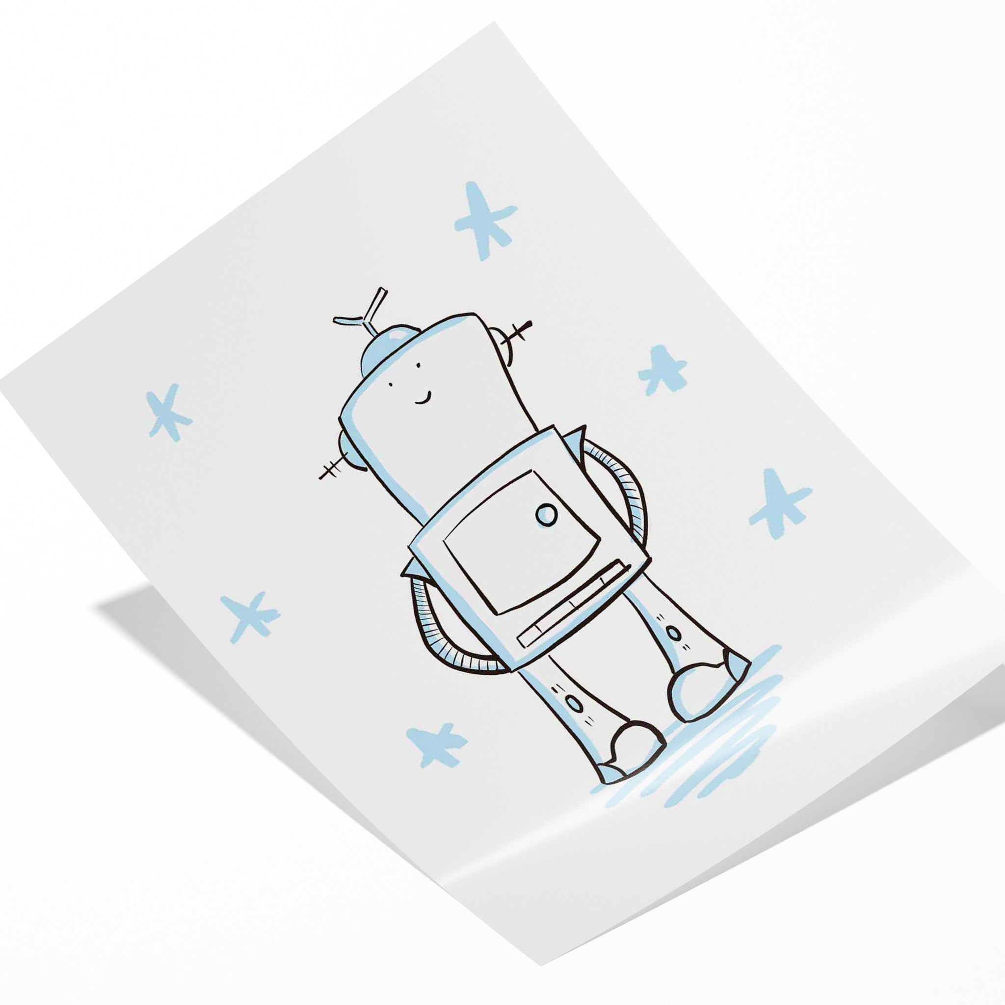 Cute Robot Illustration Art Print - Wall Decor for Kids - Richard DaraniPosters, Prints, & Visual Artwork