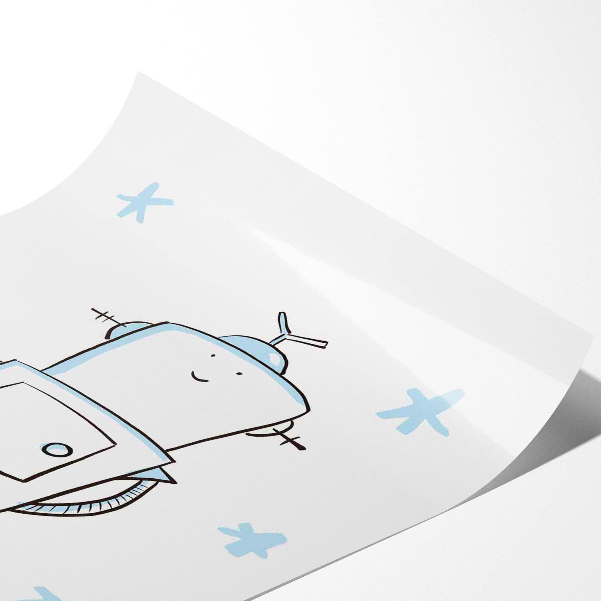 Cute Robot Illustration Art Print - Wall Decor for Kids - Richard DaraniPosters, Prints, & Visual Artwork