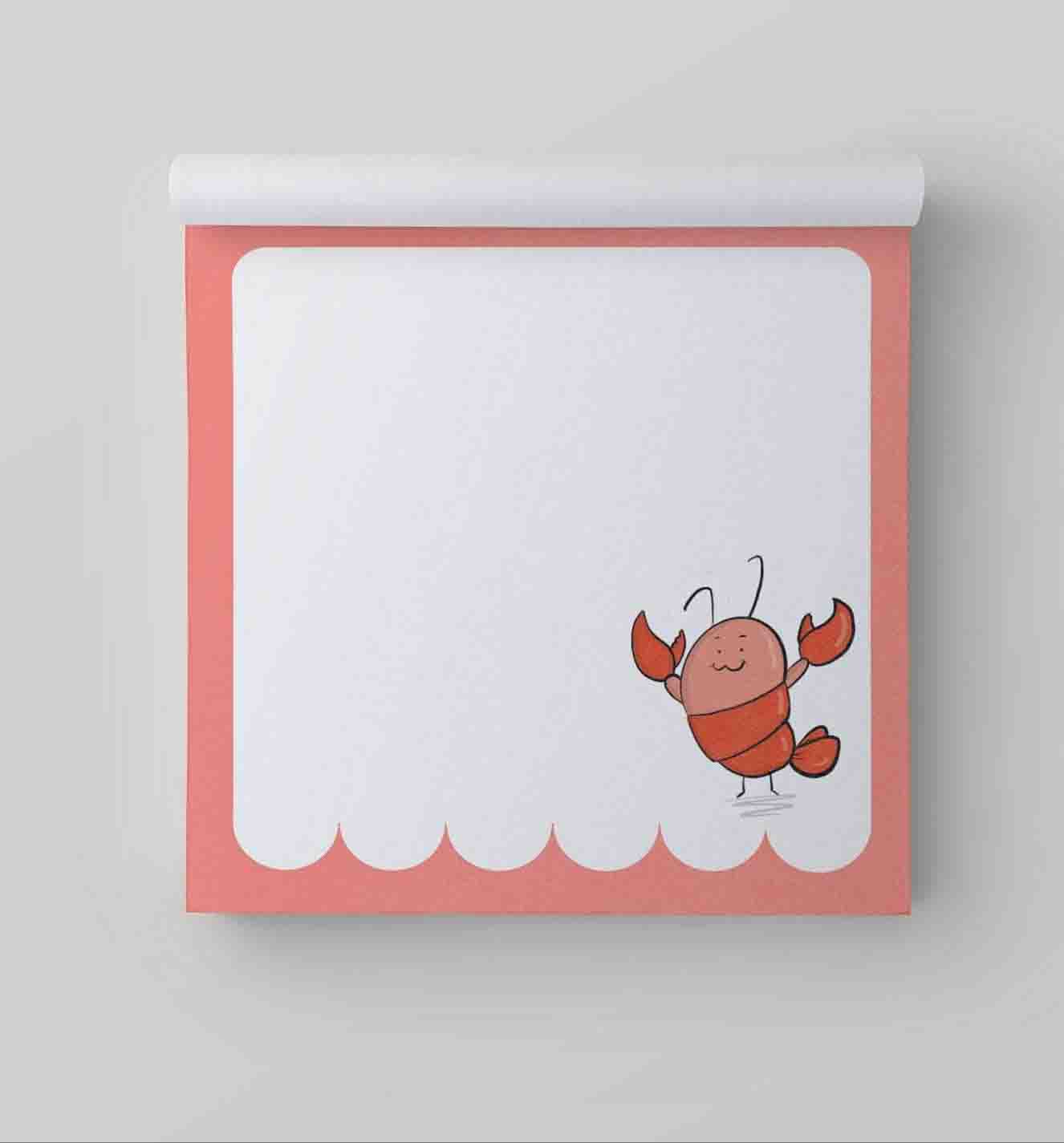 Cute Lobster Square Notepad - Richard Darani Notebooks & Notepads