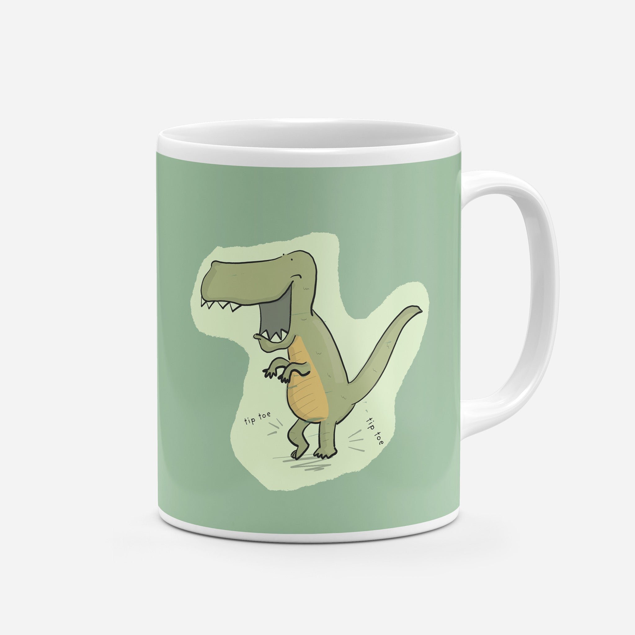 Sneaky T-Rex Coffee Mug - Dinosaur Ceramic Mug for Coffee Lovers – fun and illustrated mugs by Richard Darani