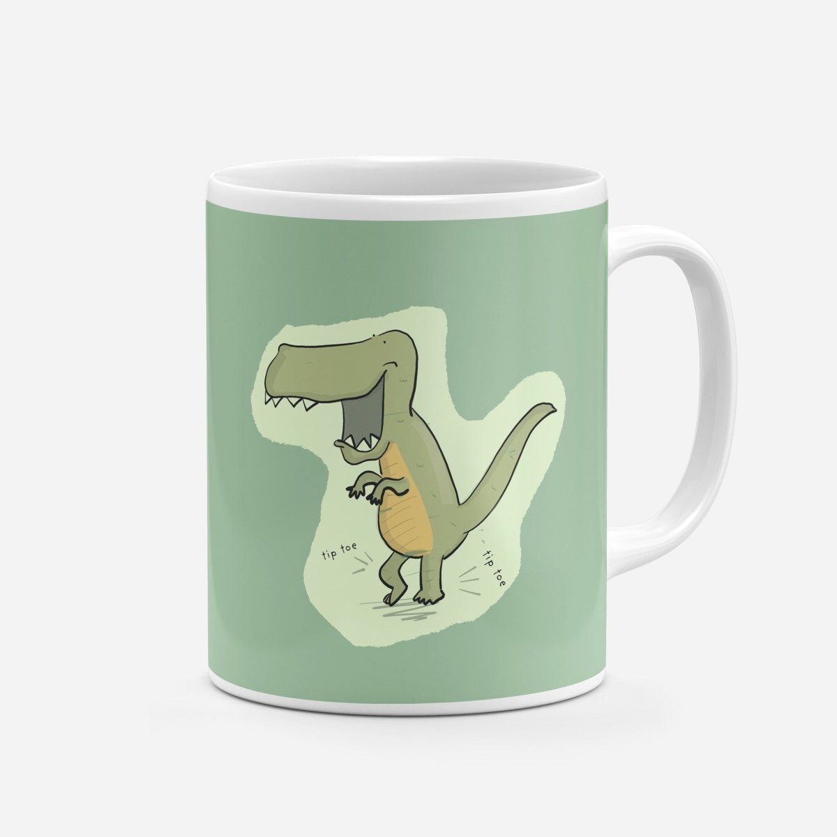 Sneaky T-Rex Coffee Mug - Dinosaur Ceramic Mug for Coffee Lovers – fun and illustrated mugs by Richard Darani