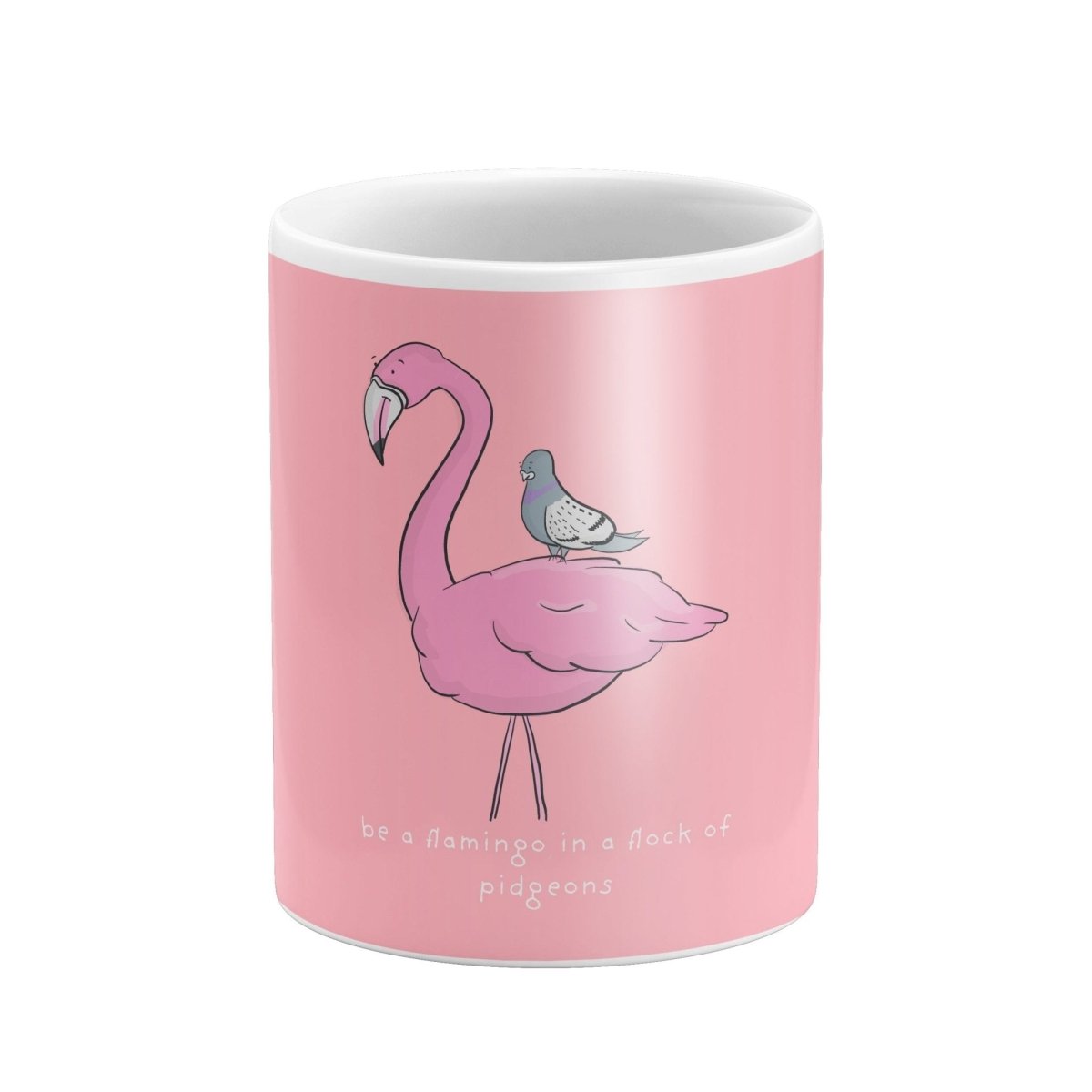 Flamingo in a Flock of Pigeons Mug – Standout DesignMugs (view 2)