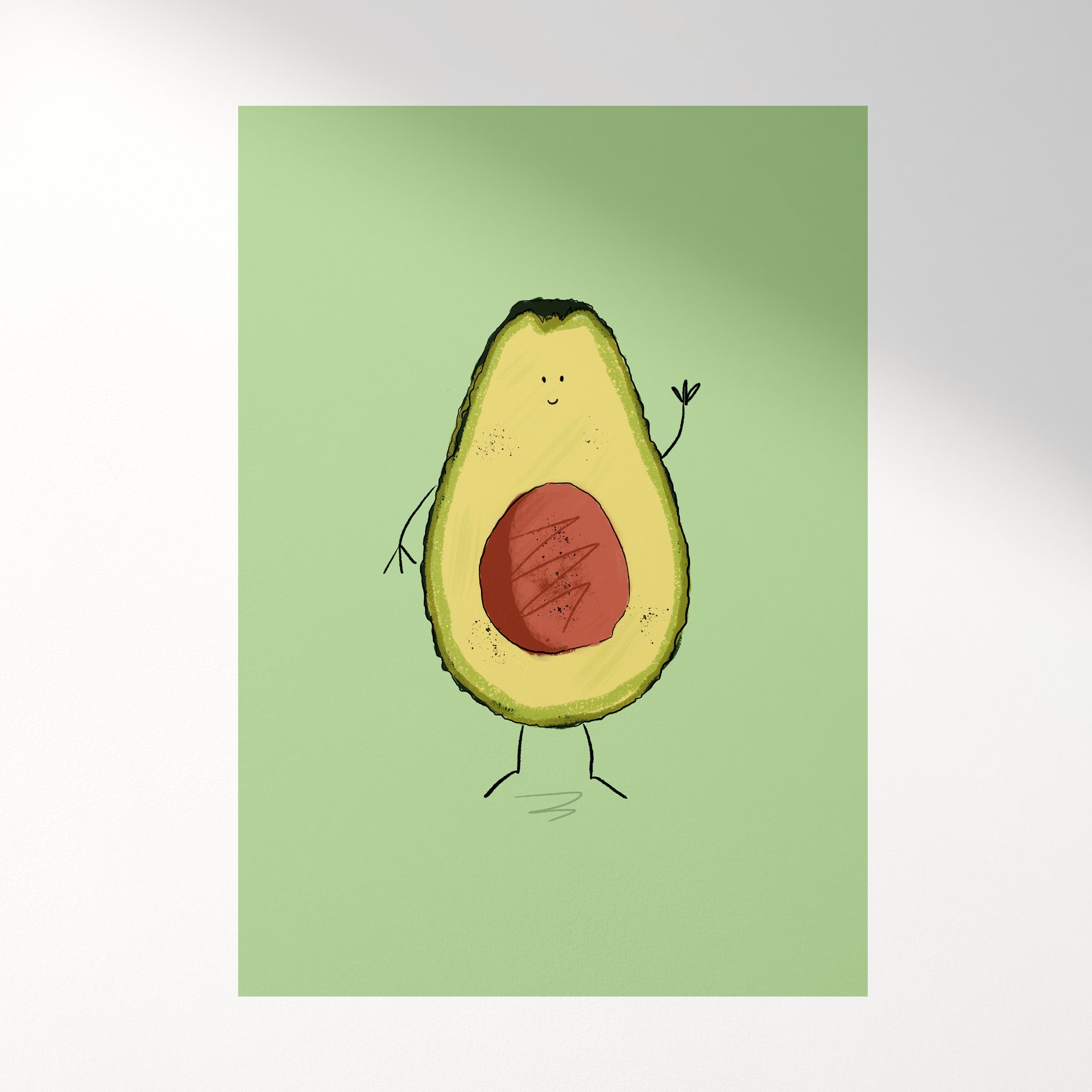 Happy Avocado – Cute Illustrated Fruit PrintPosters, Prints, & Visual Artwork