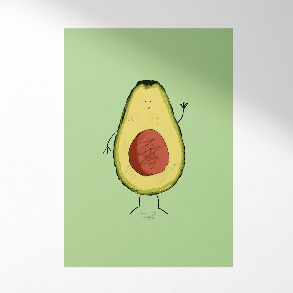 Happy Avocado – Cute Illustrated Fruit PrintPosters, Prints, & Visual Artwork