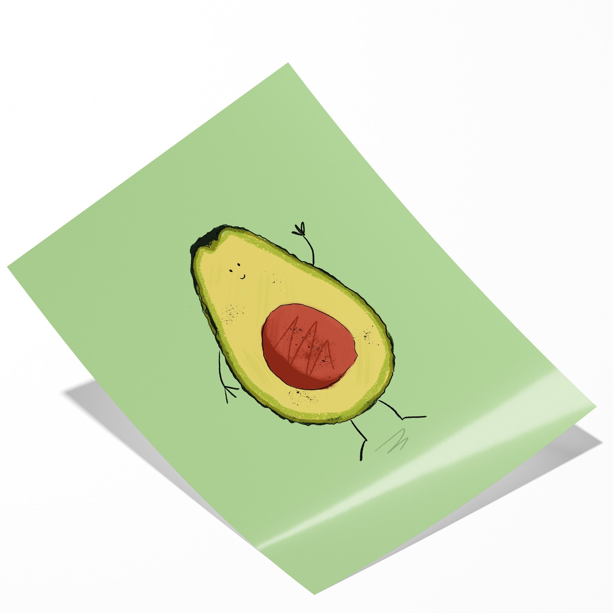 Happy Avocado – Cute Illustrated Fruit Print - Richard DaraniPosters, Prints, & Visual Artwork