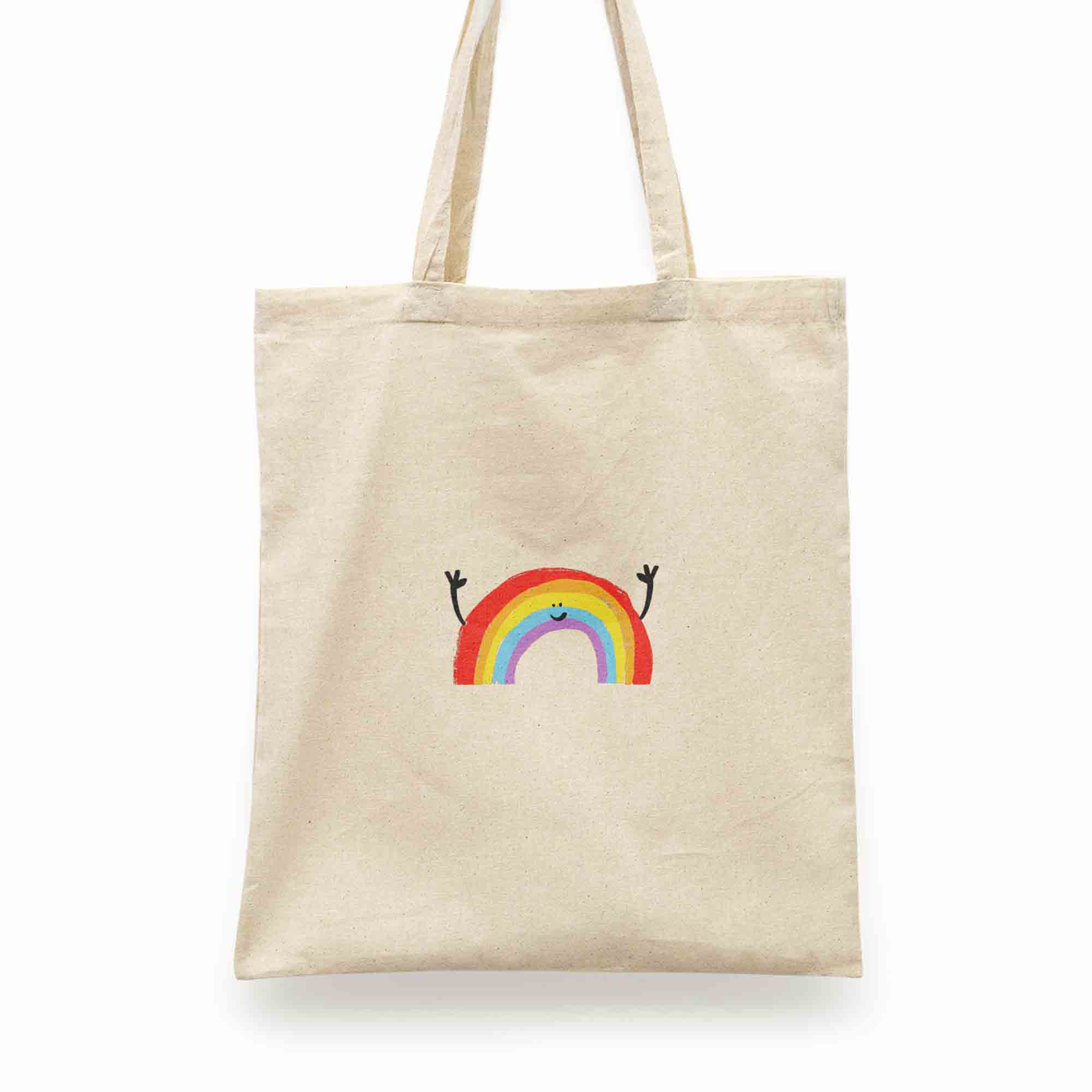 Happy Rainbow Canvas Tote Bag - Eco-Friendly Shopping Bag – fun and illustrated shopping totes by Richard Darani