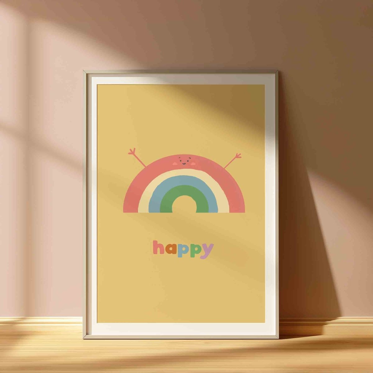 Happy Rainbow Wall Art Print - Cheerful Nursery Decor — art print kawaii