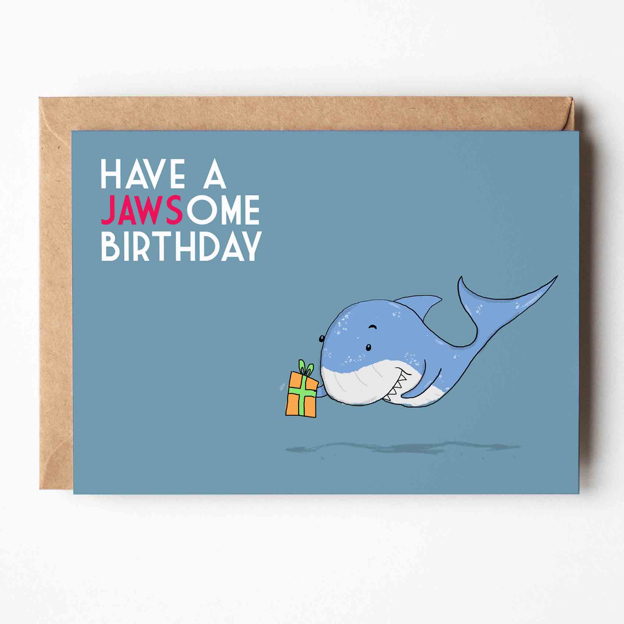 jawsome-birthday-card-fun-shark-greeting-card-for-shark-lovers — greeting card kawaii (view 4)