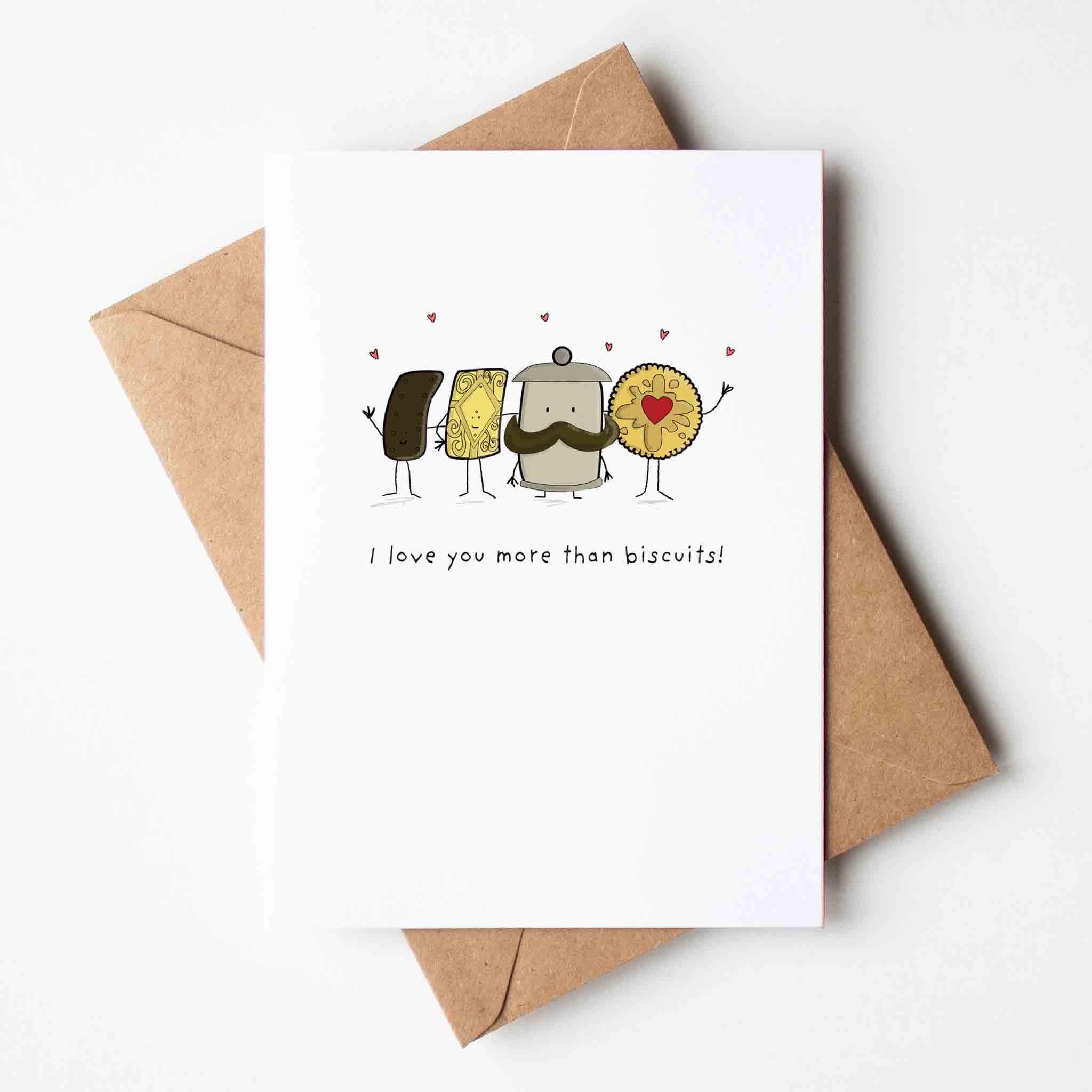 I Love You More Than Biscuits Card Greeting Card – fun and illustrated greeting & note cards by Richard Darani