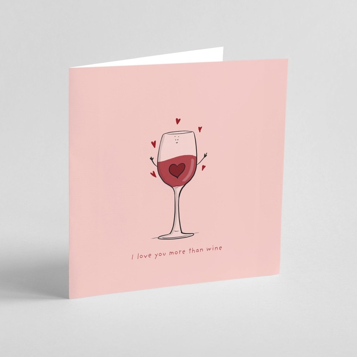 Valentine's Day card with adorable wine glass illustration and love message