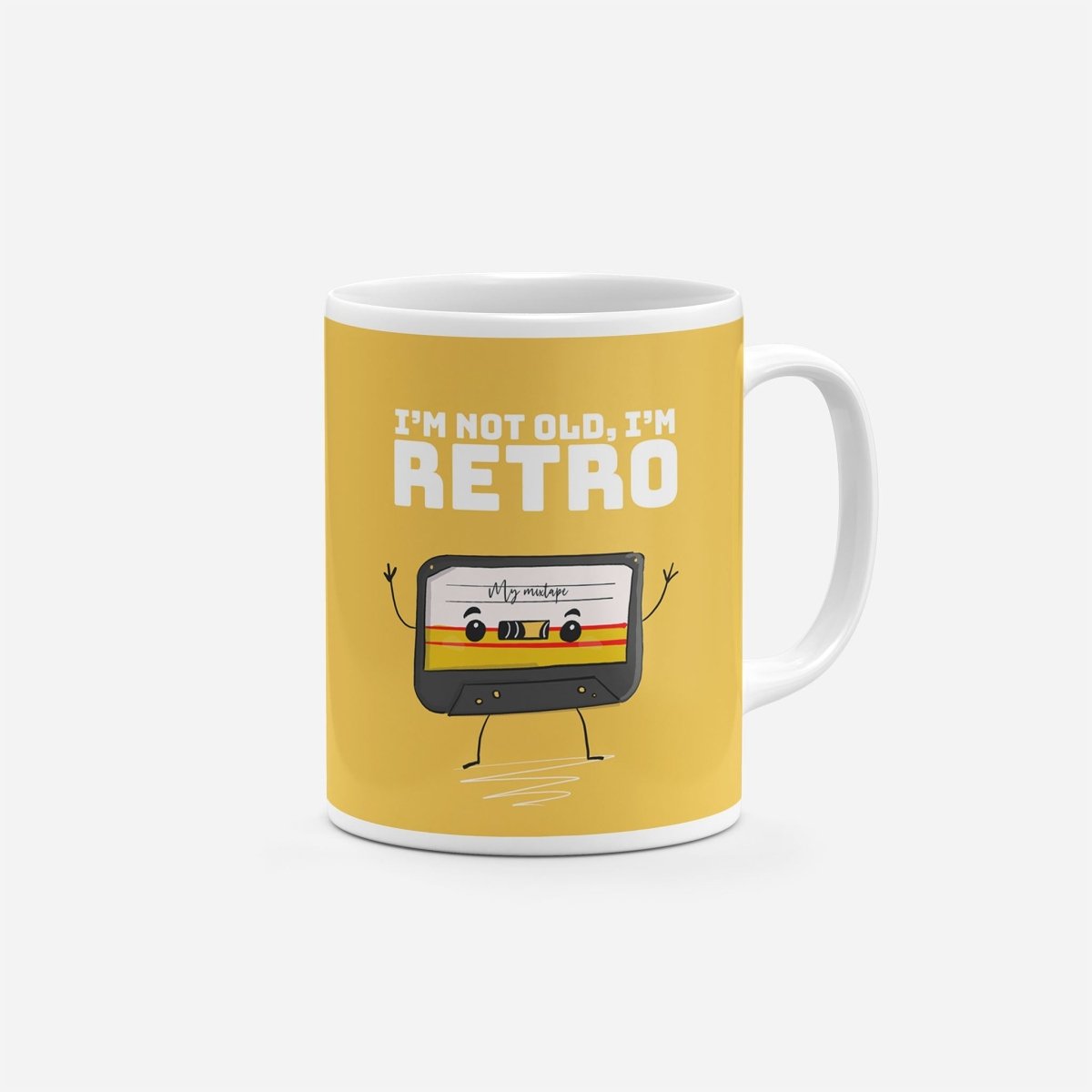 I'm Not Old, I'm Retro, Cassette Tape Coffee Mug – fun and illustrated mugs by Richard Darani