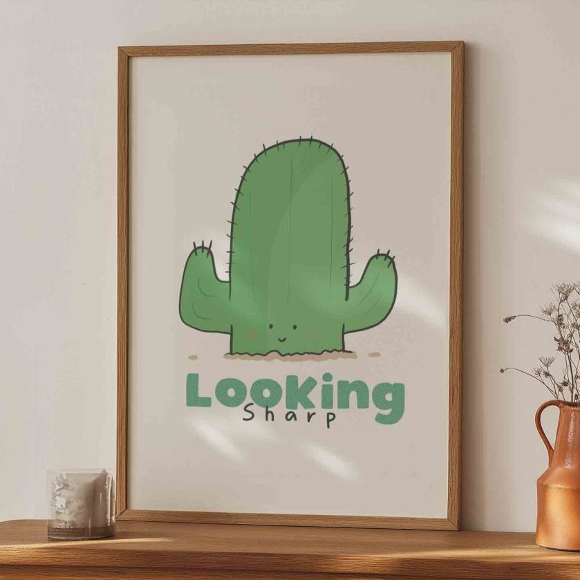 Looking Sharp A Cute Cactus Art Print – fun and illustrated posters, prints, & visual artwork by Richard Darani