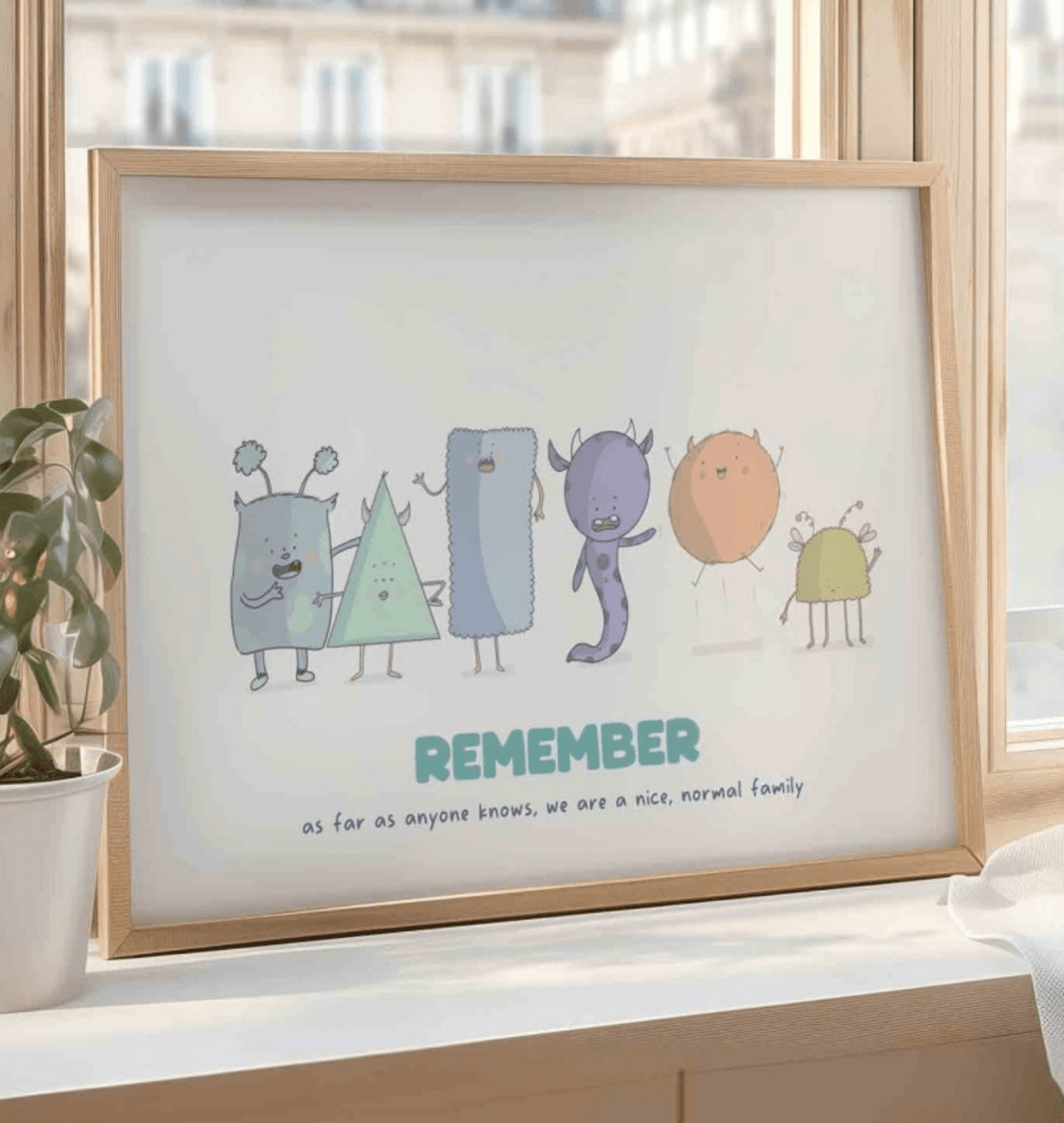 personalised-we-are-a-nice-and-normal-family-art-print — art print kawaii (view 2)