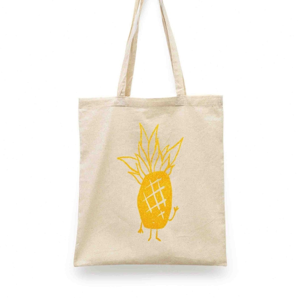 Pineapple Cotton Canvas Shopping Tote Bag – fun and illustrated shopping totes by Richard Darani