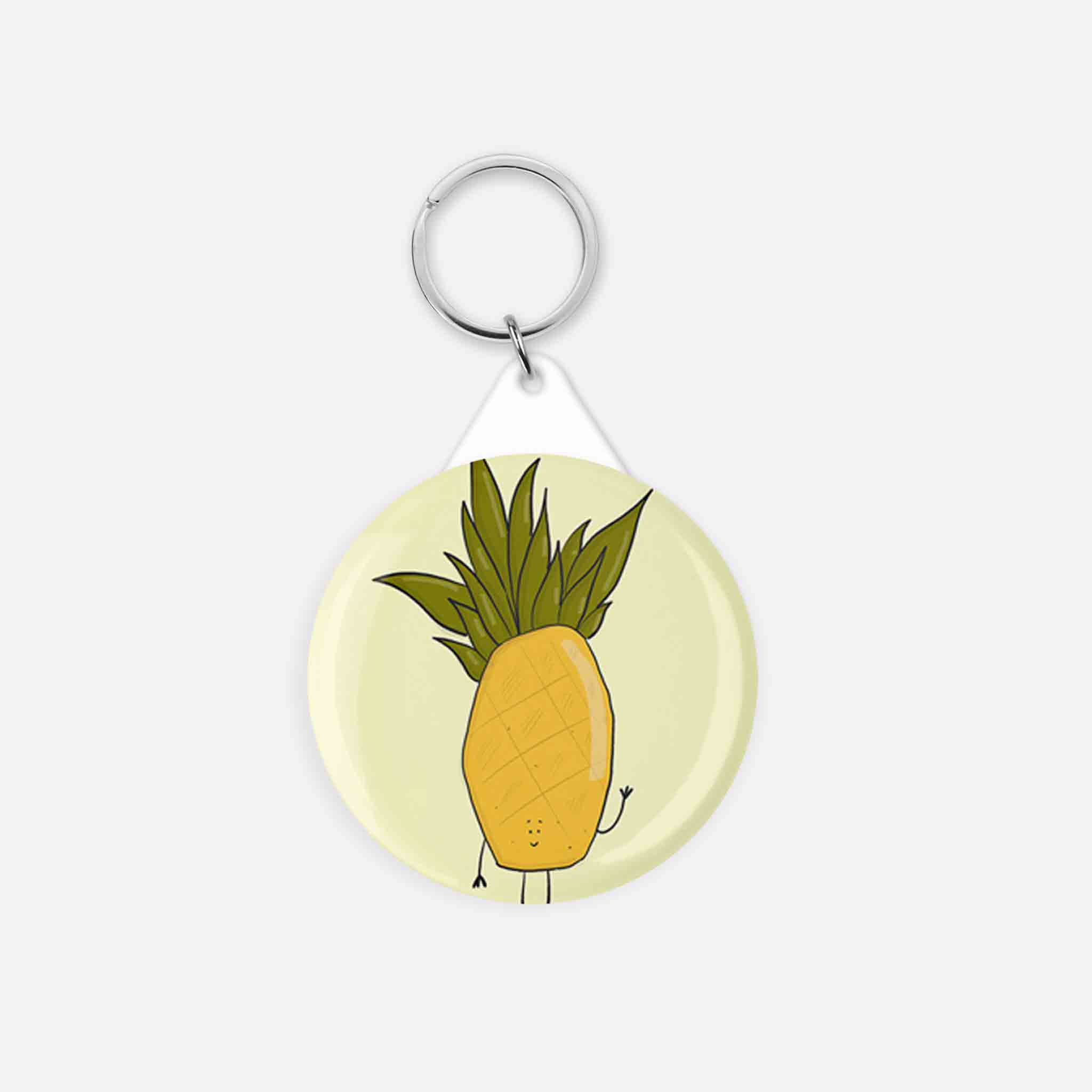 Pineapple Keychain - Fun Pineapple Design – fun and illustrated pinback buttons by Richard Darani
