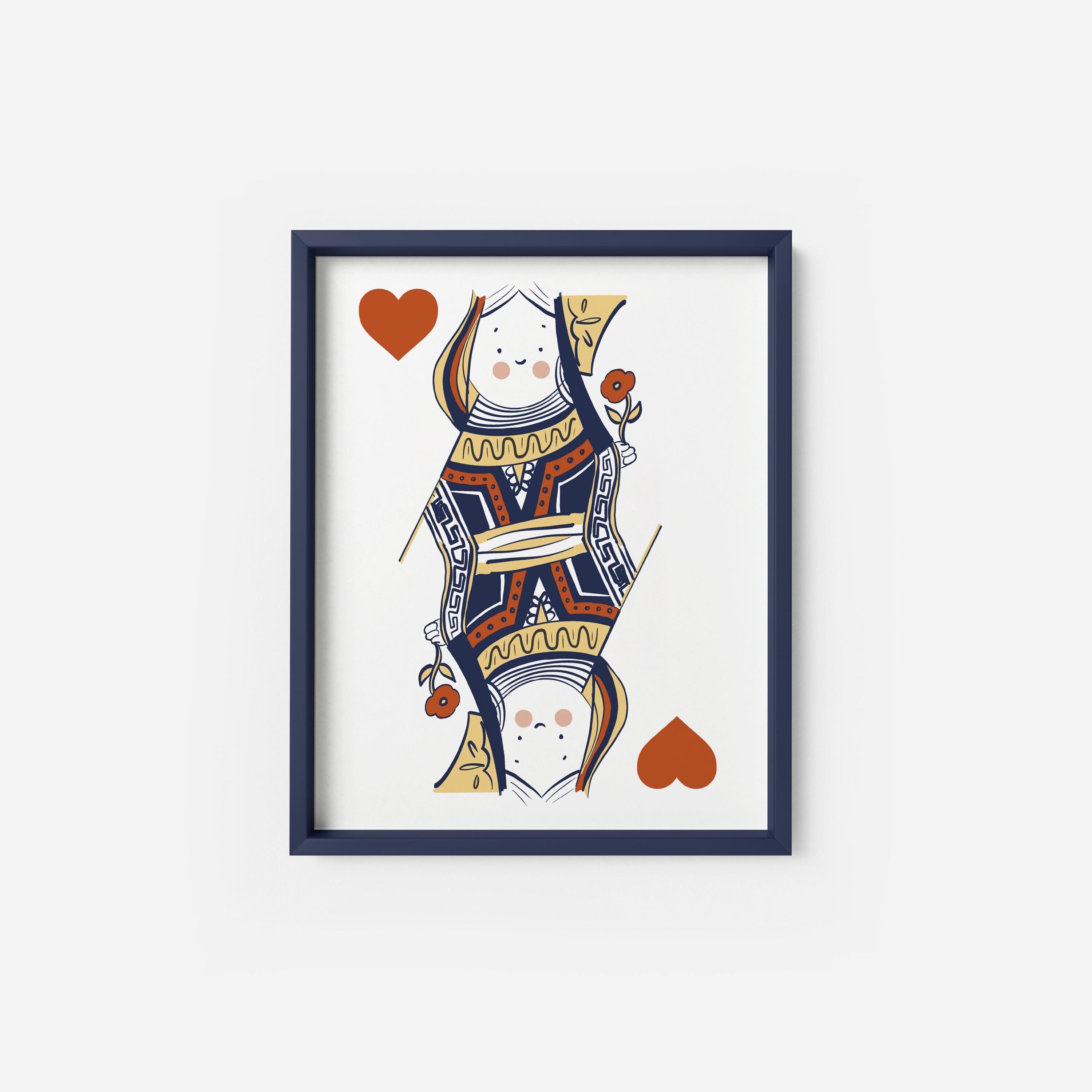 Queen of Hearts Art Print – Kawaii Playing Card Wall Art
