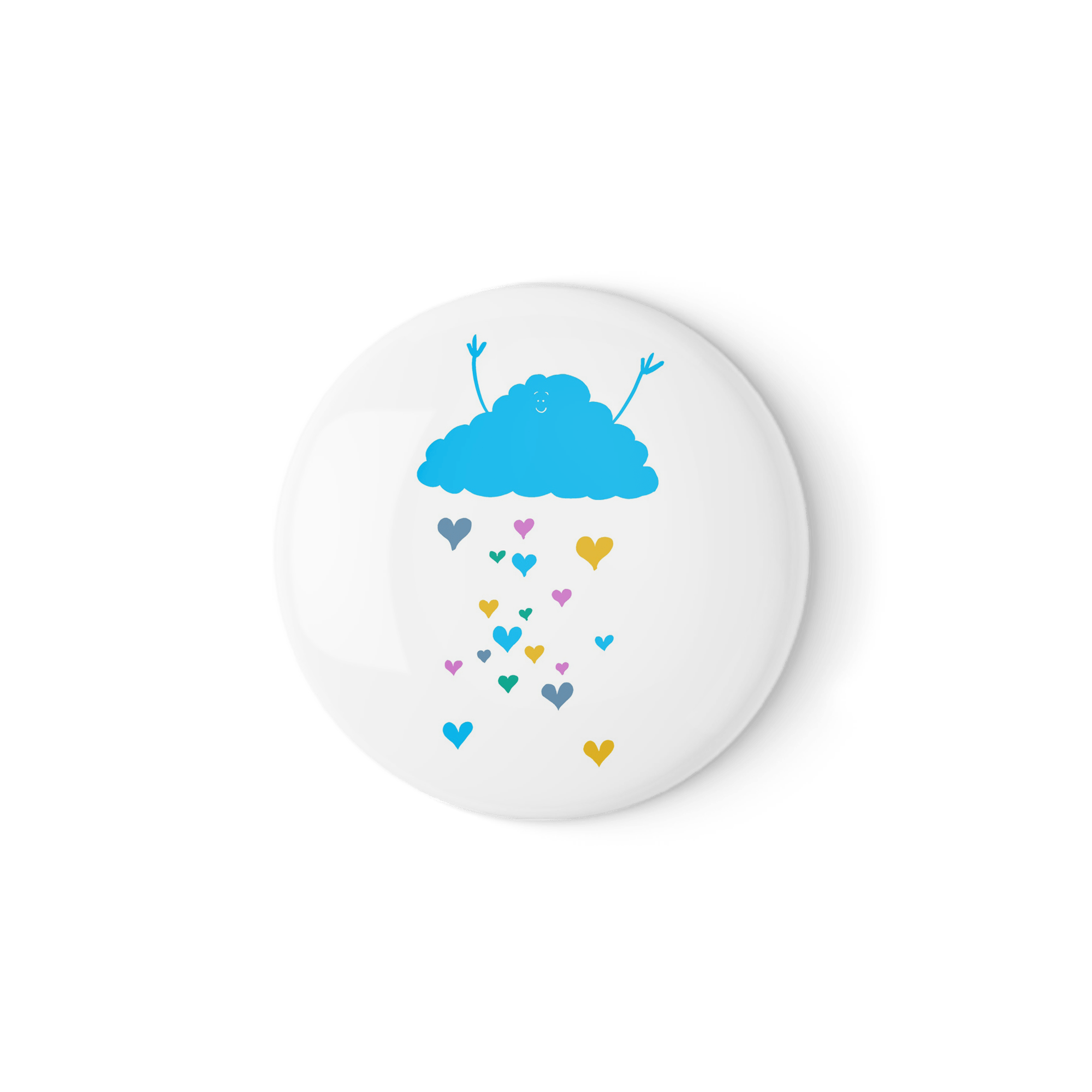 Rainbow Hearts Cloud – Positivity Badge or Magnet (38mm or 58mm) - Richard Darani