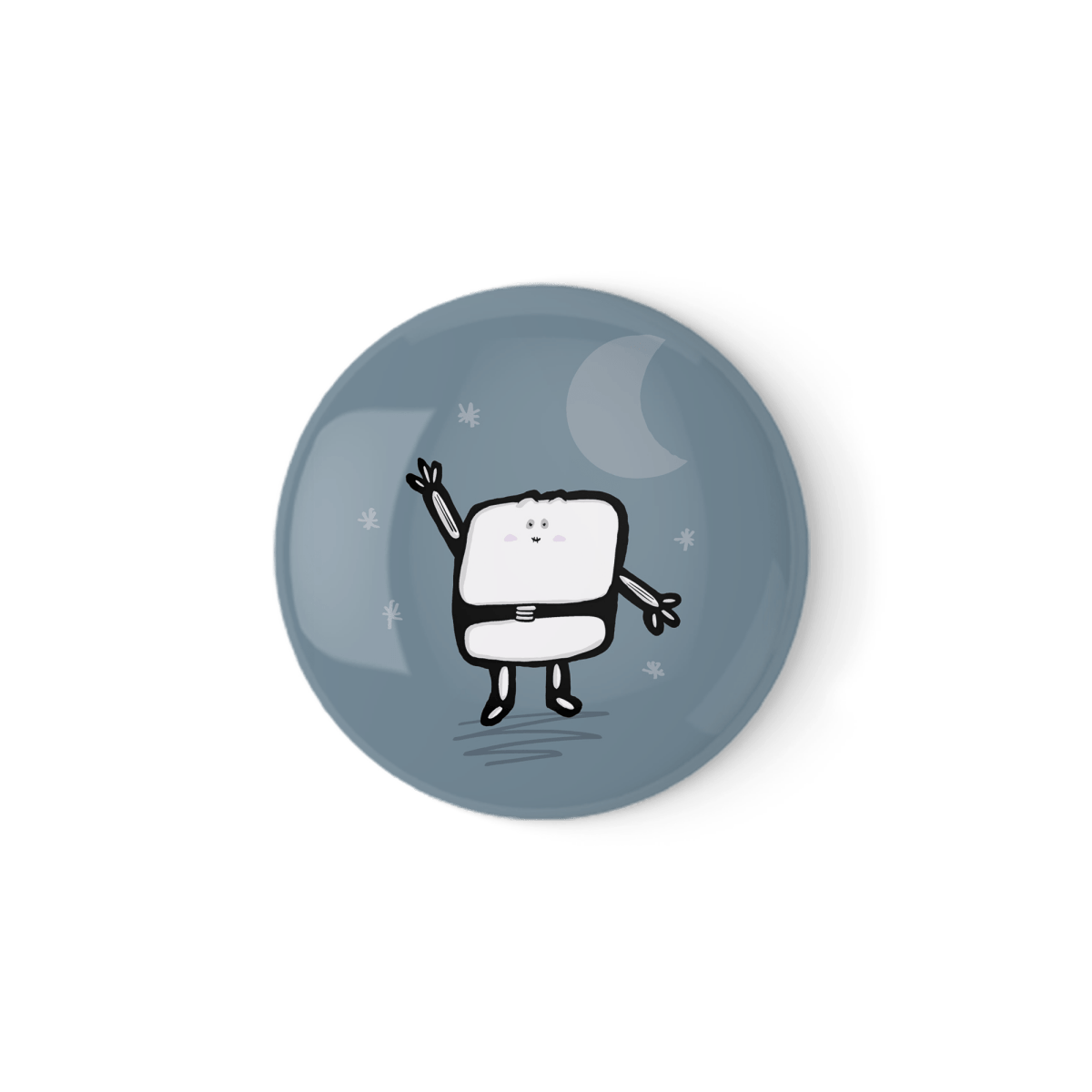 Skeleton – Kawaii Nighttime Badge or Magnet (38mm or 58mm)