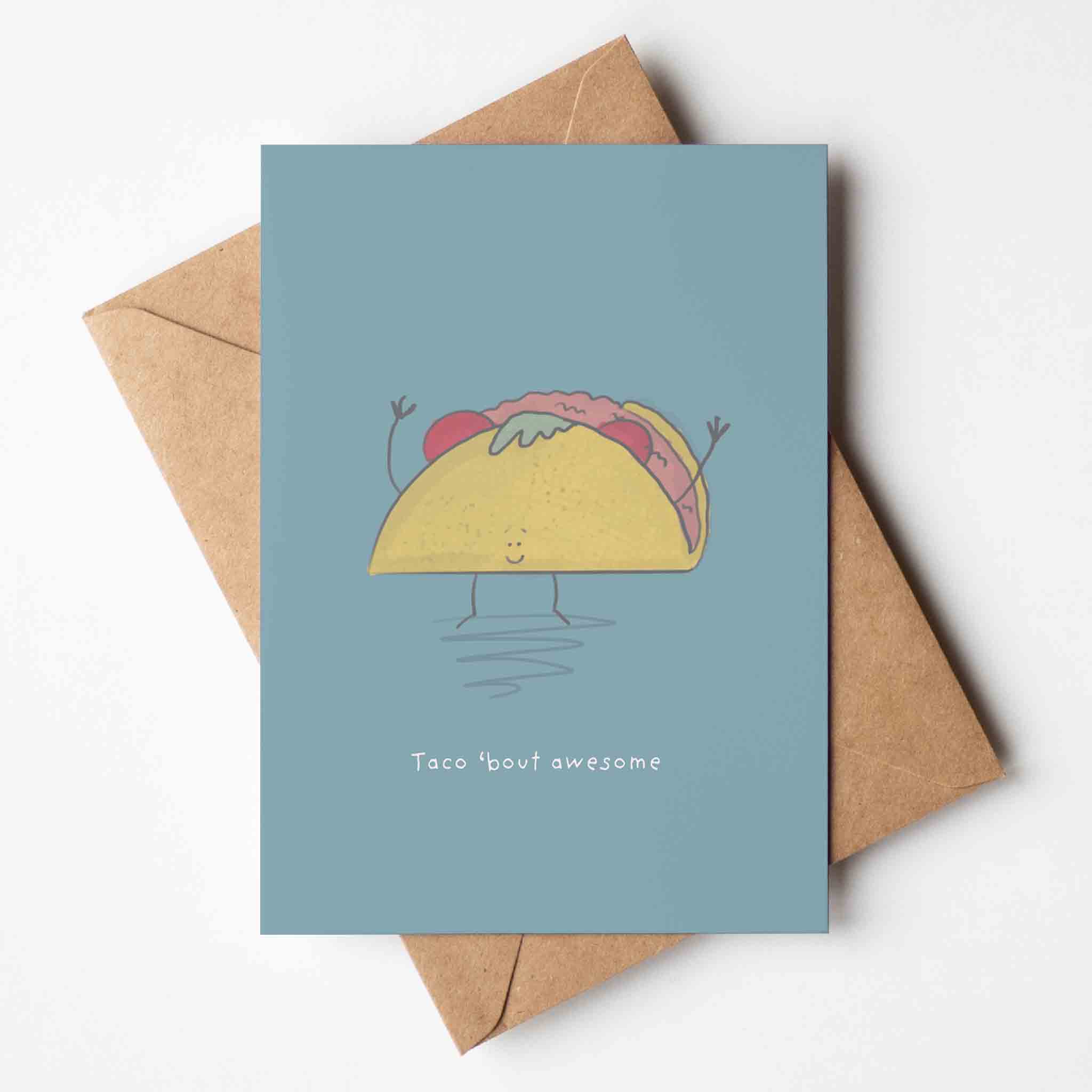 Taco 'Bout Awesome Congratulations Greeting Card – fun and illustrated greeting & note cards by Richard Darani