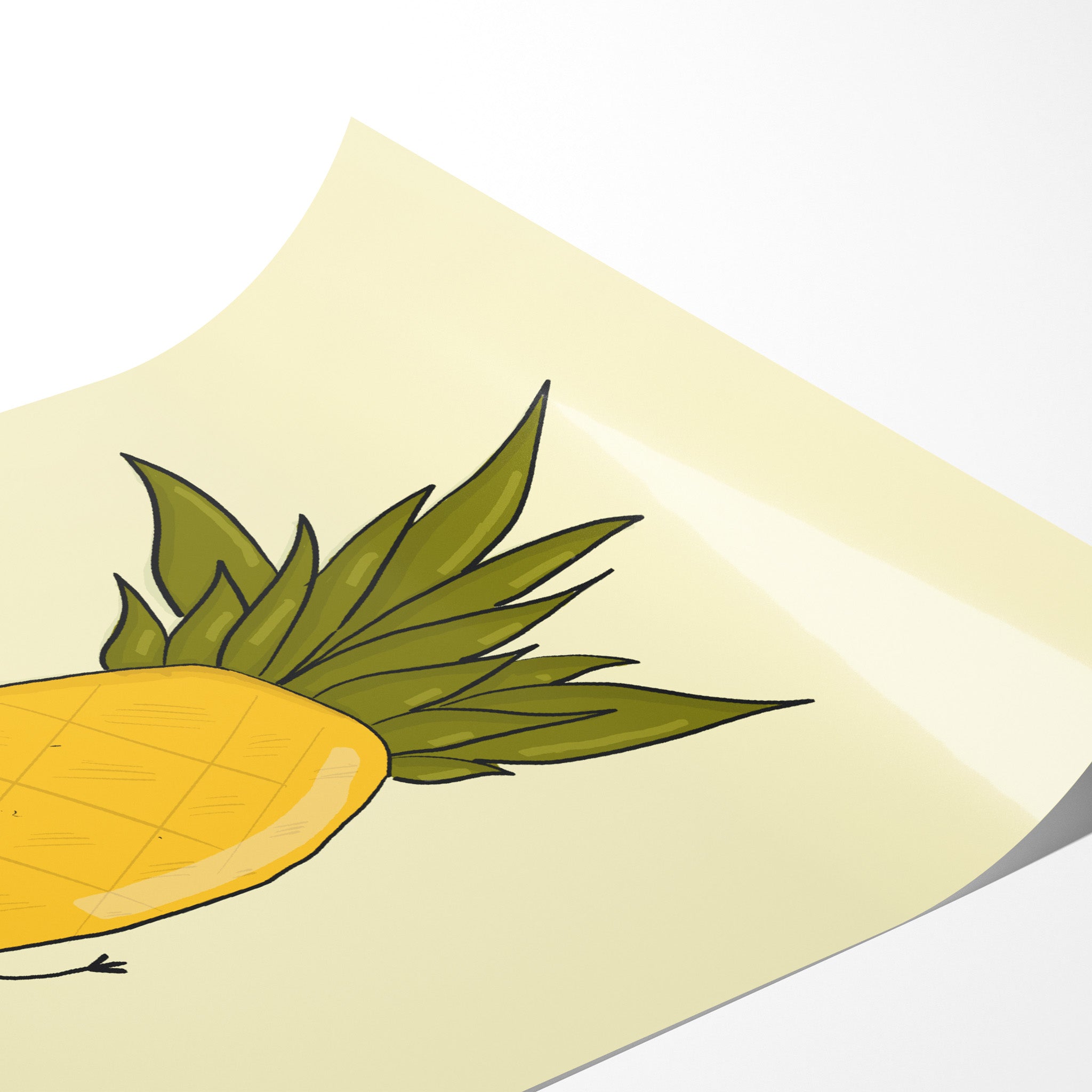 Waving Pineapple β Fun Fruit Art Print - Richard DaraniPosters, Prints, & Visual Artwork