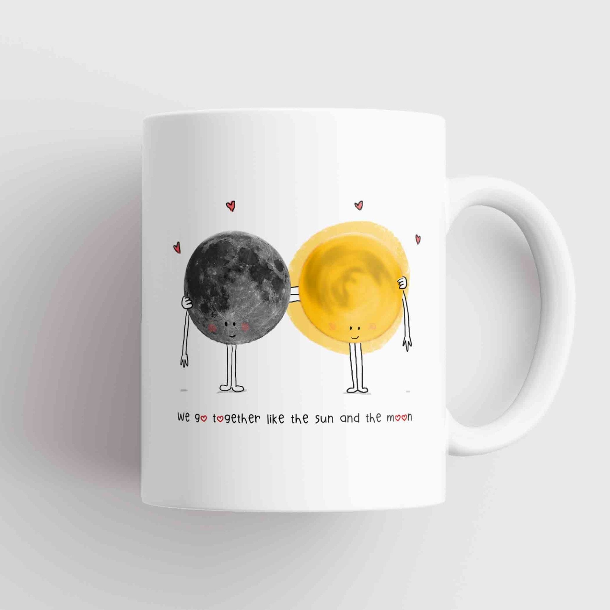 Cosmic Love Mug - We Go Together Like the Sun and the Moon – fun and illustrated mugs by Richard Darani