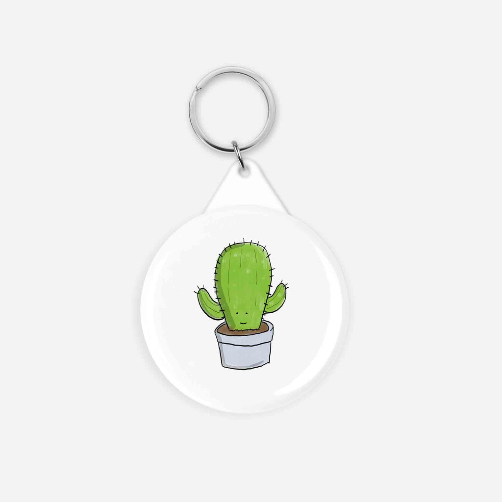 Illustrated cactus keychain with vibrant colors, showcasing a playful and sturdy design for a charming addition to keys or bags.