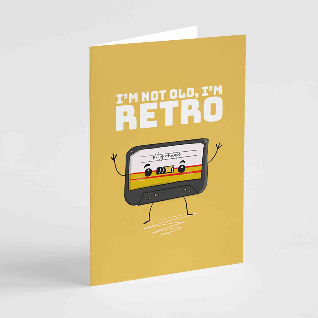 I'm Not Old, I'm Retro Birthday Greeting Card Richard Darani Greeting & Note Cards Cassette Tape Greeting Card | Richard Darani