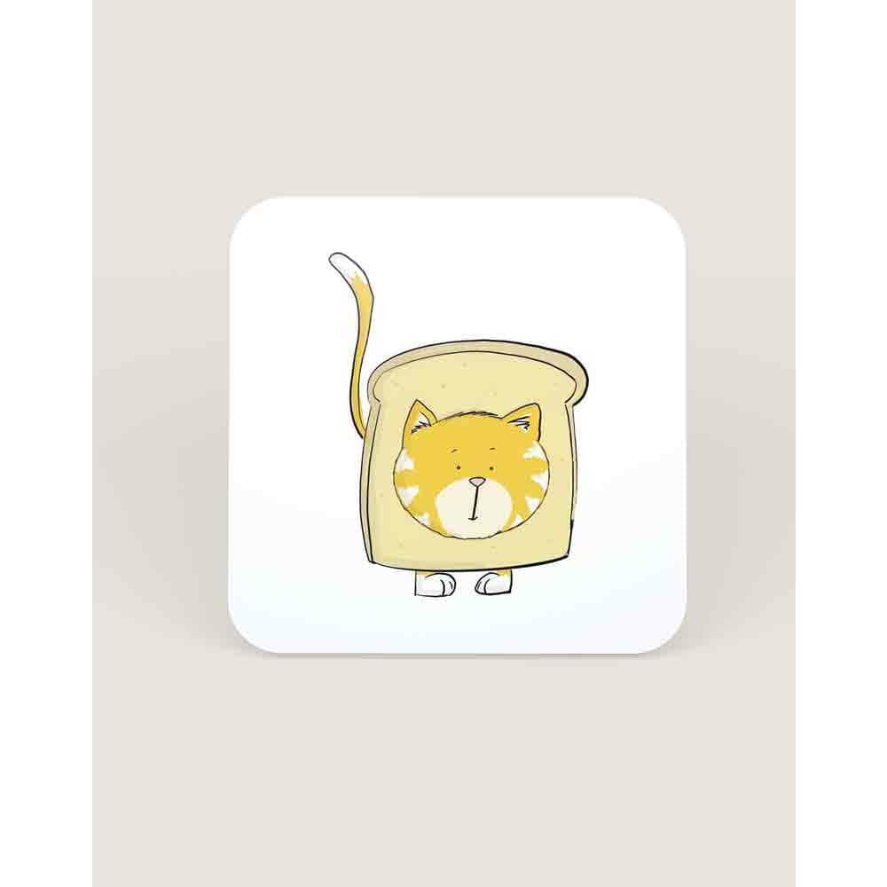 Brighten your table with our Cat Toast Coaster, featuring a cute yellow cat design. Perfect for cat lovers, this coaster combines whimsy with functionality."