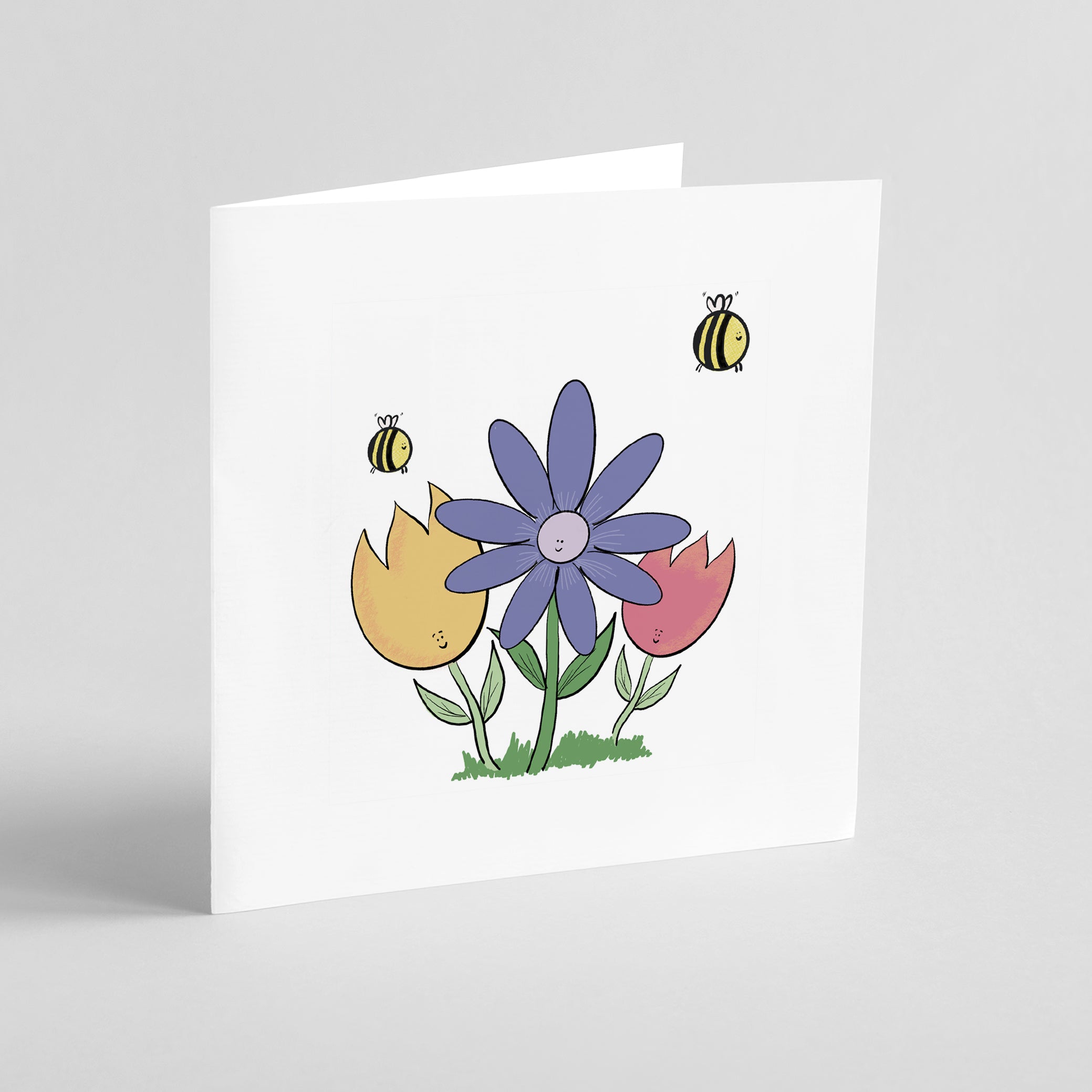 Spring Garden - Flowers & Bees Greeting Card