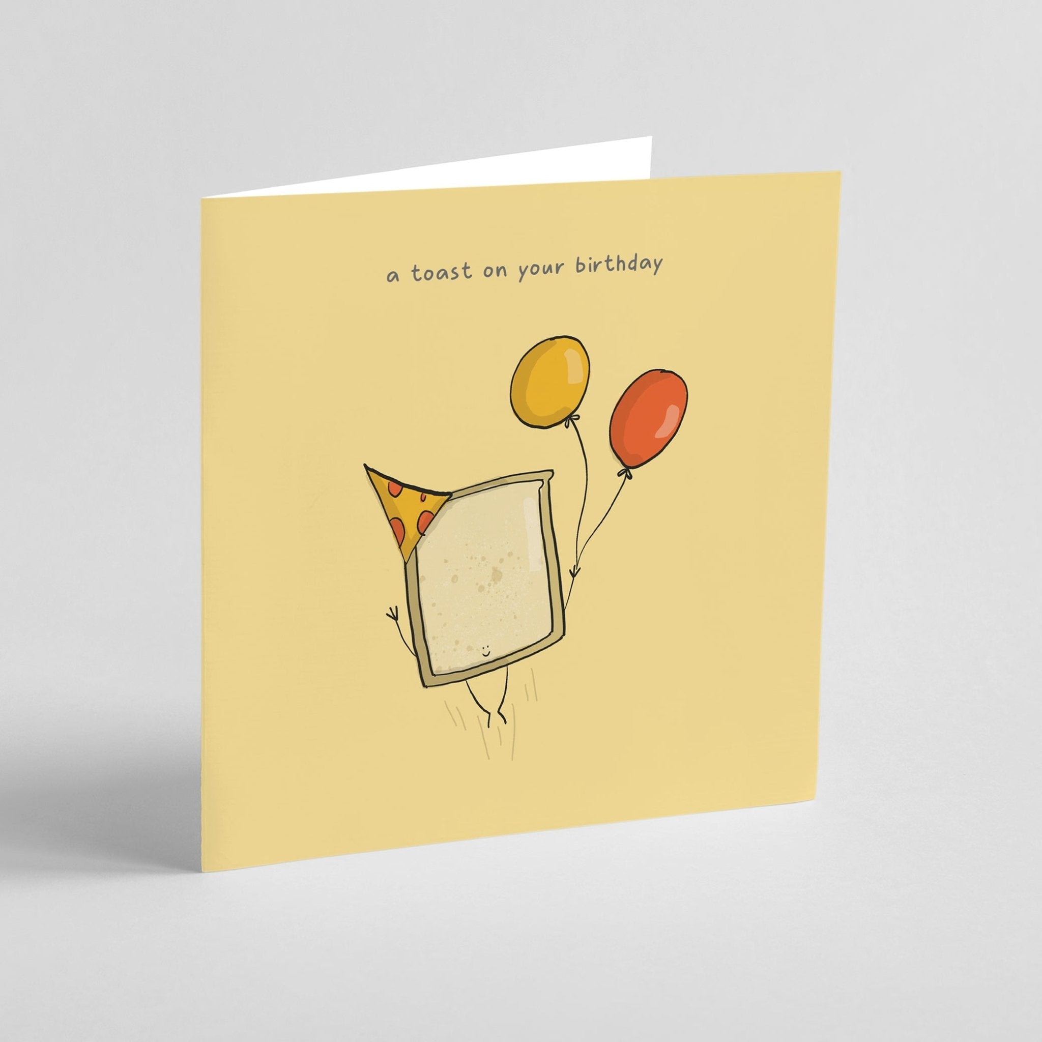  Toast On Your Birthday greeting card product shot showing the card design and envelope included with purchase