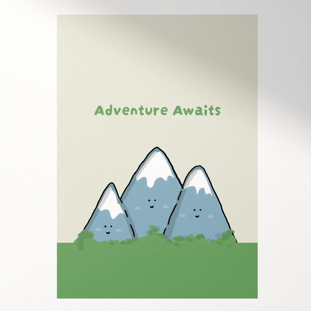 Adventure Awaits Mountain Art Print – fun and illustrated posters, prints, & visual artwork by Richard Darani