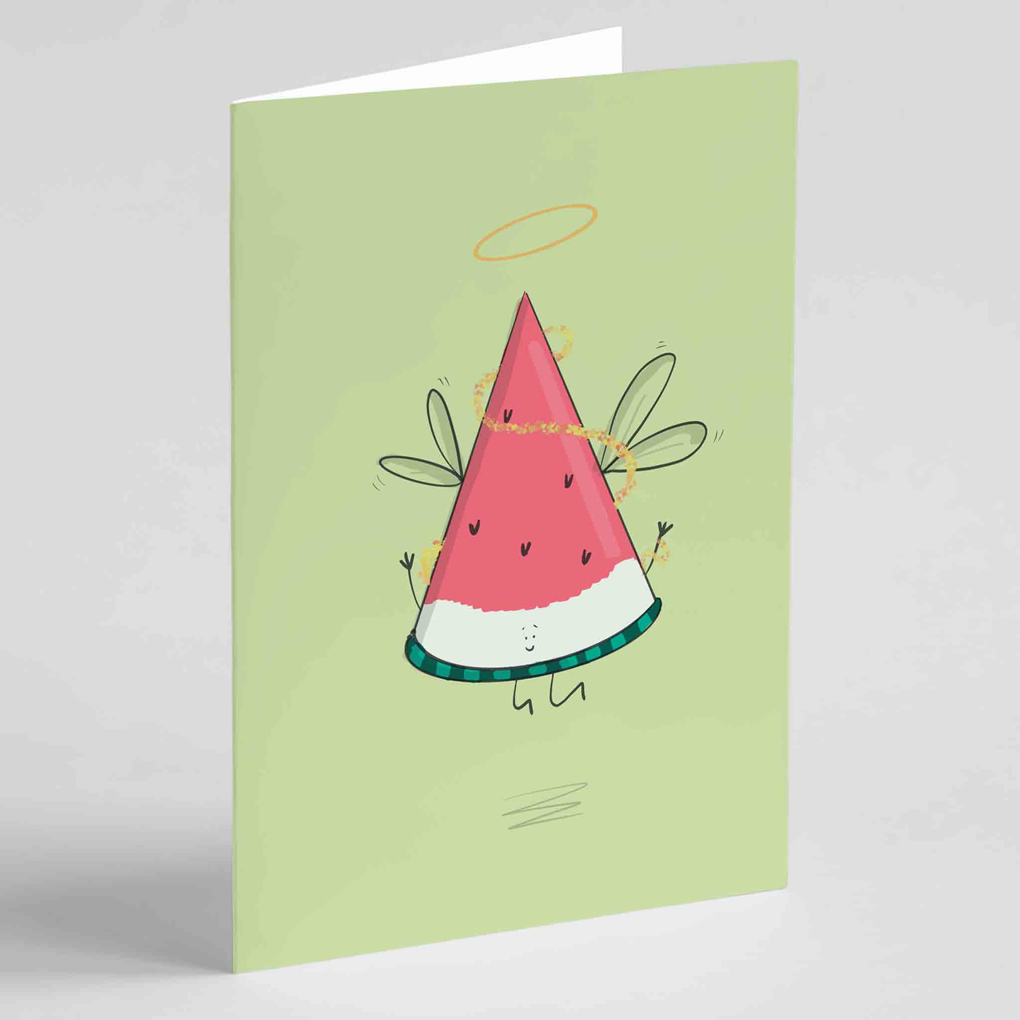 Angel Watermelon Slice Christmas Greeting Card - Richard Darani