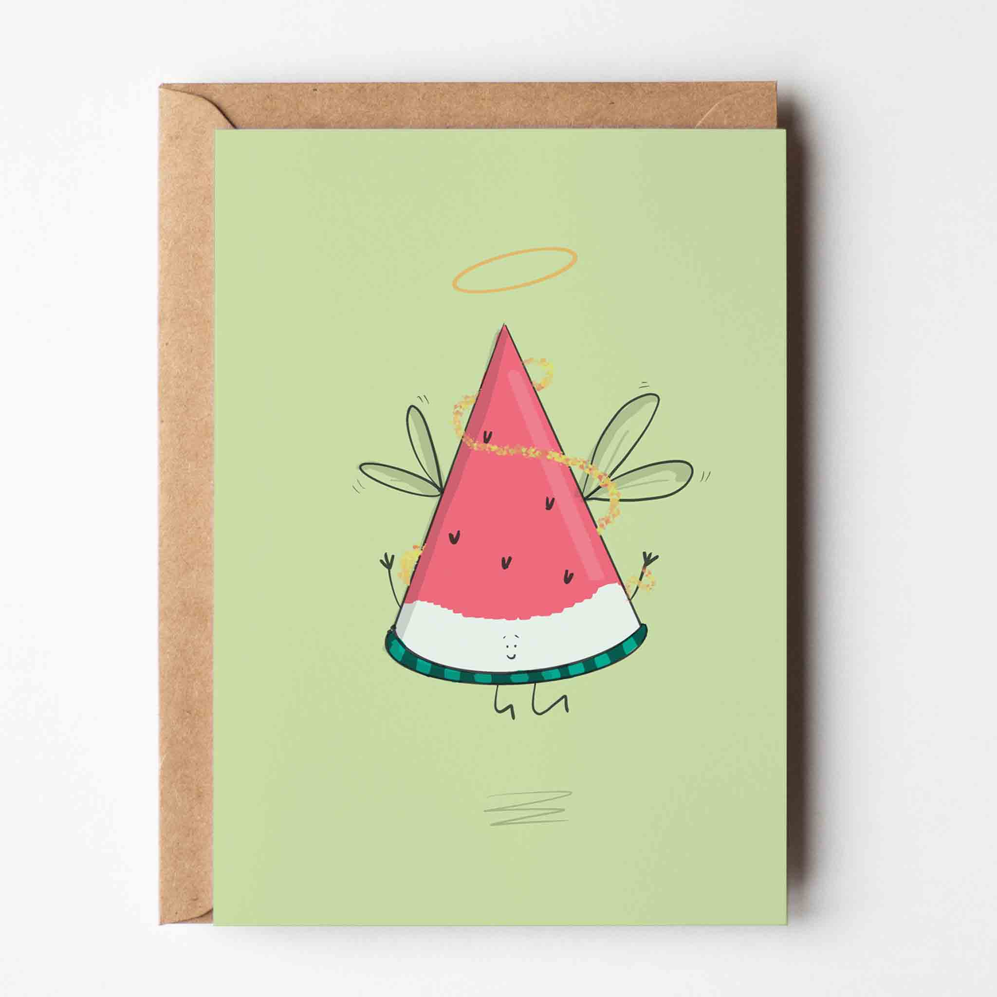 Angel Watermelon Slice Christmas Greeting Card - Richard Darani