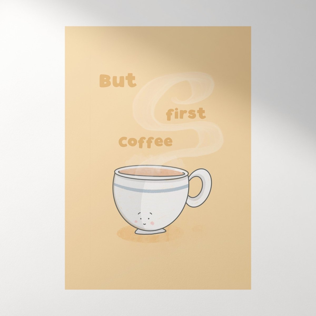 But first coffee kawaii design close-up