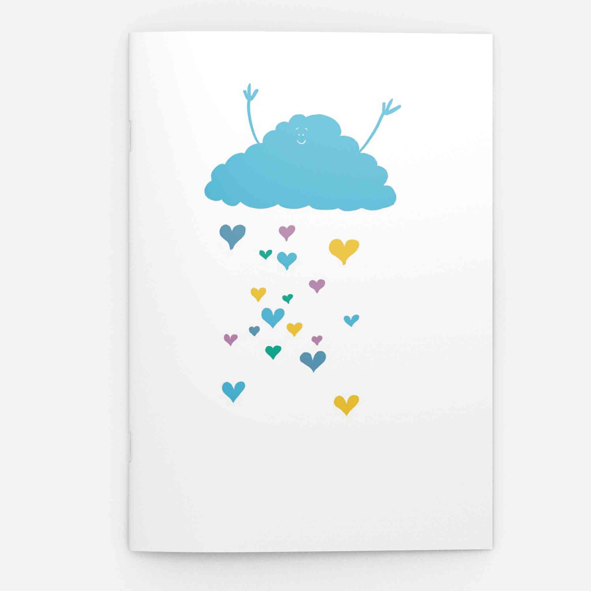 Blue Cloud Raining Hearts Notebook - Cute A5 Journal - Richard DaraniNotebooks & Notepads