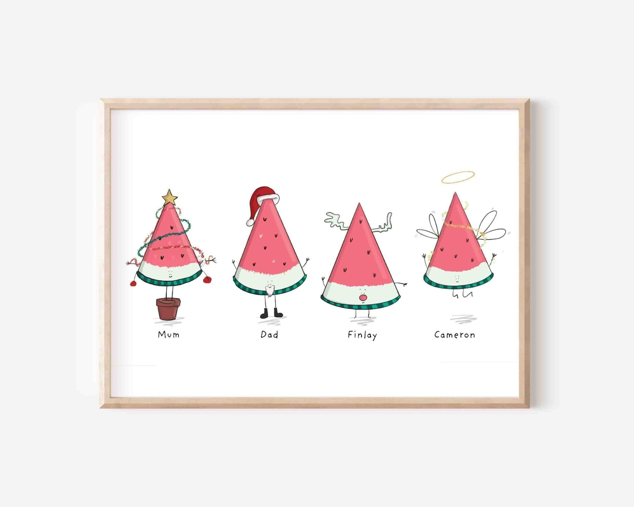 Cute Christmas Watermelon Family Print - Richard Darani