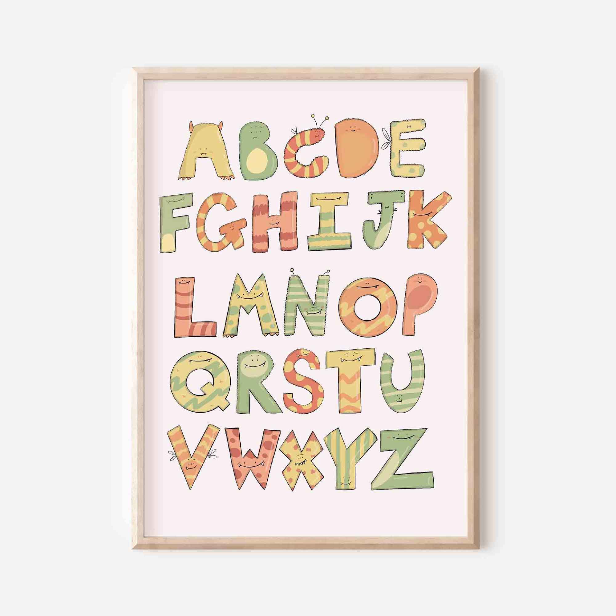 Cute Monster Themed Alphabet Art Print For Kids - Richard Darani