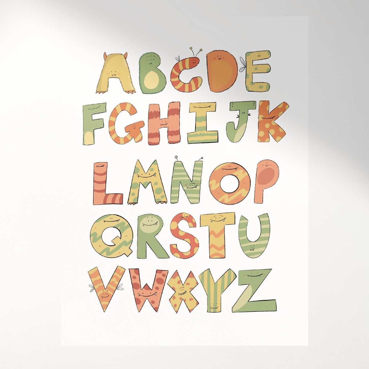 Cute Monster Themed Alphabet Art Print For KidsPosters, Prints, & Visual Artwork