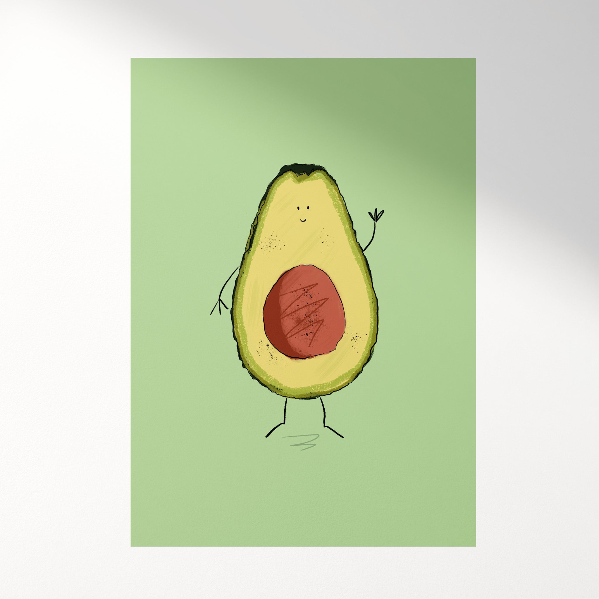 Happy Avocado Art Print - Cute Kitchen Wall Decor - Richard Darani